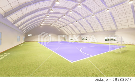 フットサルコート　サッカー　屋内　体育館　工場　床青　イラスト13 59538977