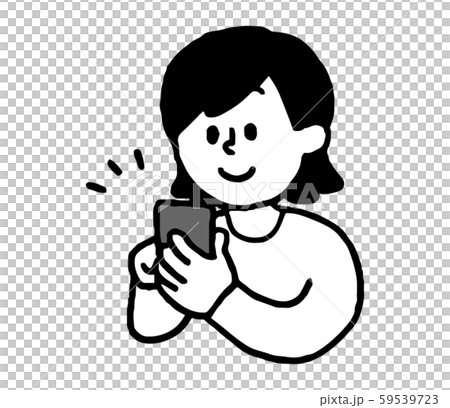 スマートフォンを操作する女性 シンプル のイラスト素材