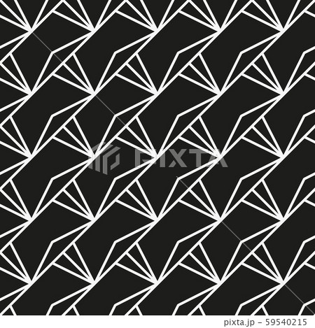 Seamless geometric pattern. White lines on a black background. Seamless geometric pattern. White lines on a black background. 59540215