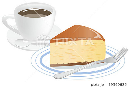 チーズケーキとコーヒーのイメージイラストのイラスト素材