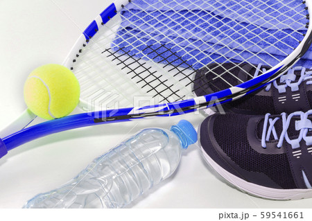 Tennis on a light background. sneakers, tennis racket, ball, Tennis on a light background. sneakers, tennis racket, ball, 59541661