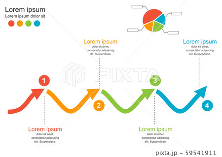 Abstract infographics template, 4 steps arrow wave 59541911