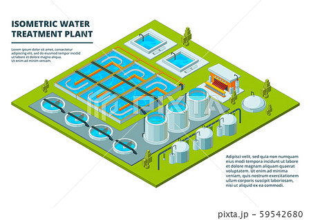 Water cleaning factory. Sewage treatment purification industry watering pipe systems and processes 59542680