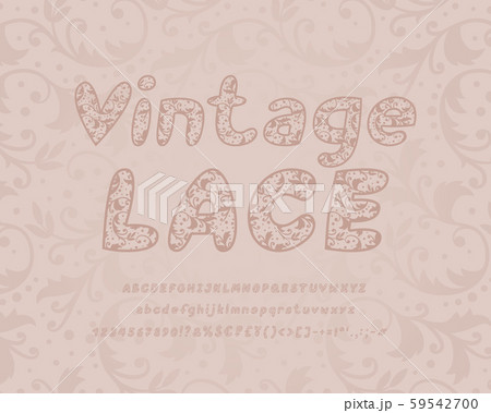 Vintage lace, ornamental vector Italic alphabet. Uppercase and lowercase alphabet letters, numbers Vintage lace, ornamental vector Italic alphabet. Uppercase and lowercase alphabet letters, numbers 59542700