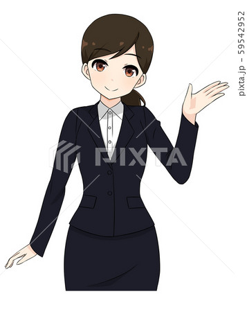 スーツの女性　案内右側（ポニーテール） 59542952