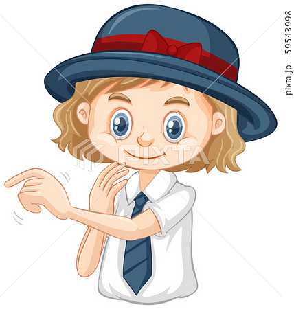 One happy girl with gray hat 59543998