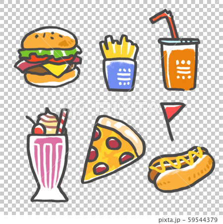 バーガー ファーストフード まとめのイラスト素材