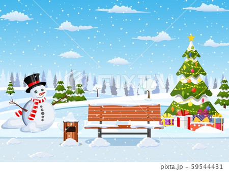 snowy winter city park snowy winter city park 59544431