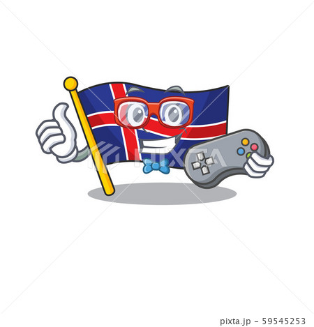 Cartoon flag iceland isolated holding gamer mascot 59545253