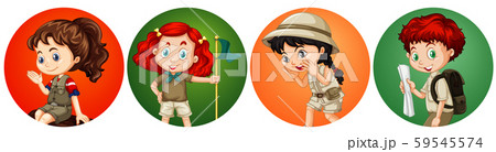 Four kids on round background Four kids on round background 59545574