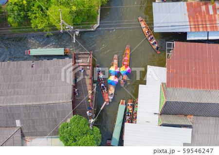 Aerial top view of local people sell fruits, food Aerial top view of local people sell fruits, food 59546247