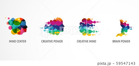 Brain, Creative mind, learning and design icons, logos. Man head, people symbols 59547143