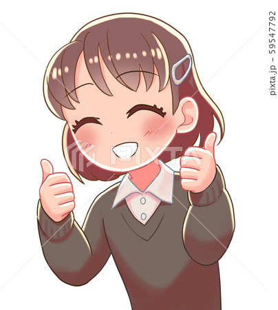 少女　サムズアップ　笑顔 59547792