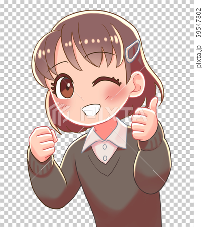 少女　サムズアップ　笑顔 59547802