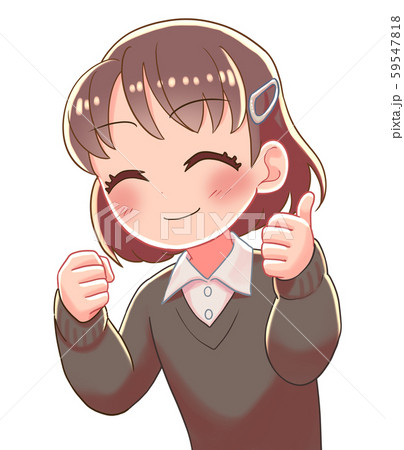 少女　サムズアップ　笑顔 59547818