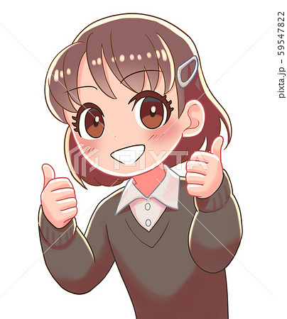 少女　サムズアップ　笑顔 59547822