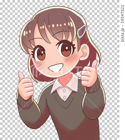 少女　サムズアップ　笑顔 59547822