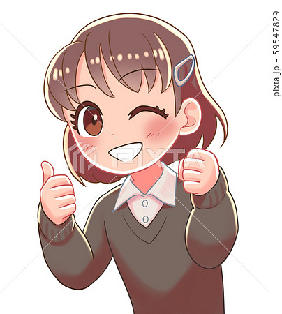 少女　サムズアップ　笑顔 59547829