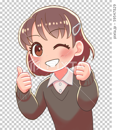 少女　サムズアップ　笑顔 59547829