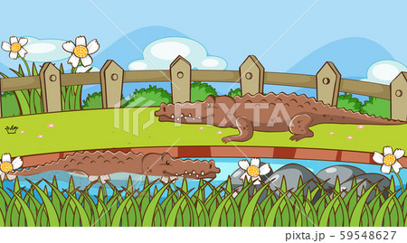 Scene with crocodiles in the park 59548627