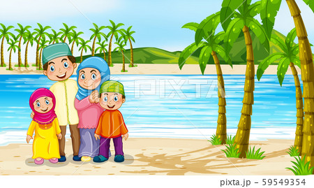 Beach scene with family members 59549354