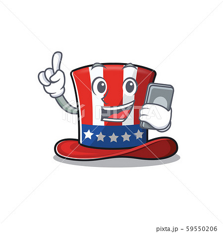 Uncle sam hat with holding phone character 59550206