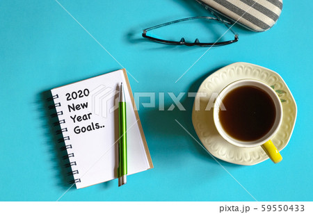 2020 new year goal, plan, action text on note pad. 59550433