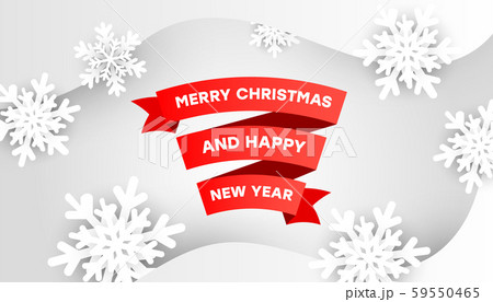 Merry Christmas paper red ribbon banner on a light 59550465