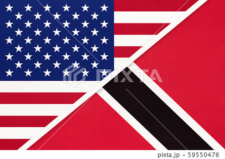 USA vs Republic of Trinidad and Tobago national flags. 59550476