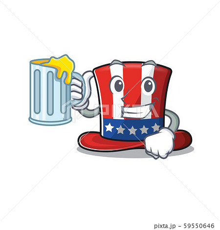 Character uncle sam hat on holding juice 59550646