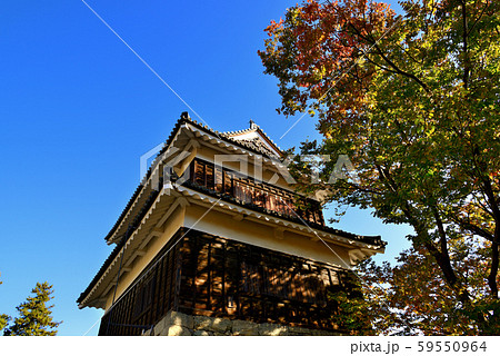 信州城下町 上田城の紅葉の写真素材