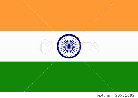 National symbol. Orange white green of Indian realistic flag. Vector illustration. 59551095