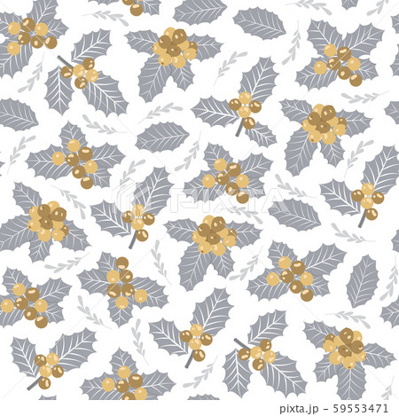 Christmas seamless pattern with holly berries 59553471