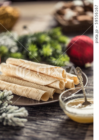 Wafers rolled with honey. Traditional slovak and 59556167