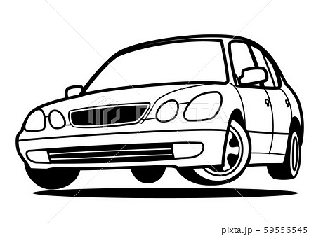 国産ビッグセダン ジャンプ 塗り絵風 自動車イラスト 国産ビッグセダン ジャンプ 塗り絵風 自動車イラスト 59556545