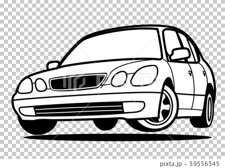 国産ビッグセダン ジャンプ 塗り絵風 自動車イラスト 国産ビッグセダン ジャンプ 塗り絵風 自動車イラスト 59556545