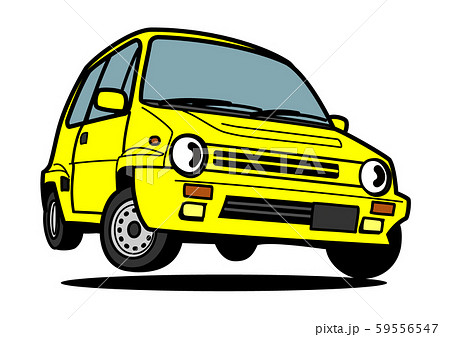 懐かしめ国産コンパクトカー ジャンプ 黄色 自動車イラスト 懐かしめ国産コンパクトカー ジャンプ 黄色 自動車イラスト 59556547