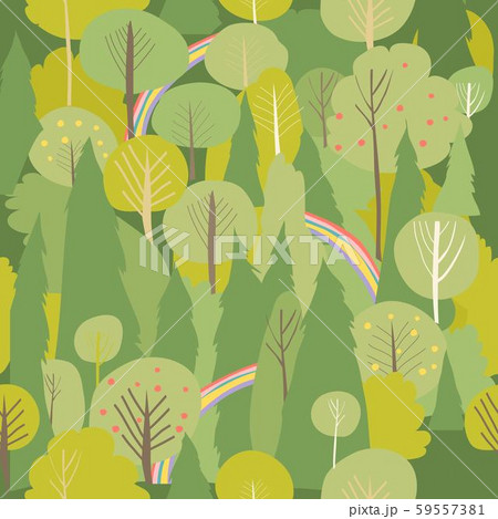 Seamless vector summer forest pattern. Summer background 59557381