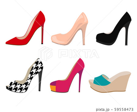 vector set of colored realistic women shoes 59558473
