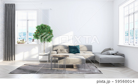 Living room interior in scandinavian style . 3D rendering 59560014