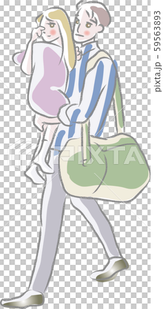 女の子を抱っこして歩く男性 59563893