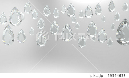 涙型 ドロップカット ダイヤモンド クリスタル バックグランド白系 Cgのイラスト素材