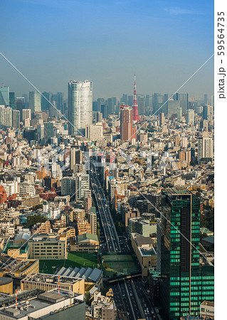 日本 東京 高層ビルのある風景 Typical Sight Of Tokyo Japanの写真素材