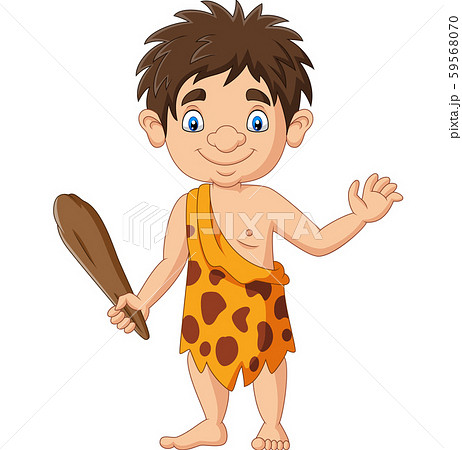 Cartoon caveman holding a club 59568070