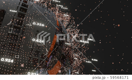 Connection Lines and Dots Around Digital Sphere 59568171