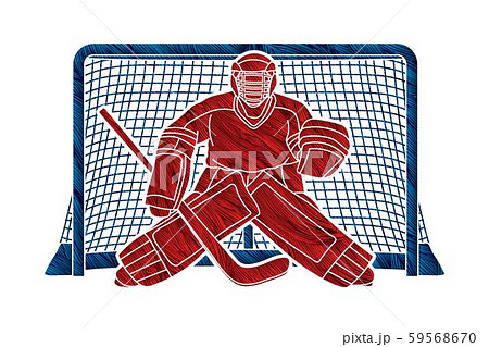 Ice Hockey Goalie, sport player cartoon action...のイラスト素材 [59568670] - PIXTA