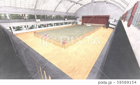 体育館　学校　ダンボール迷路  人なし  イラスト89 59569154