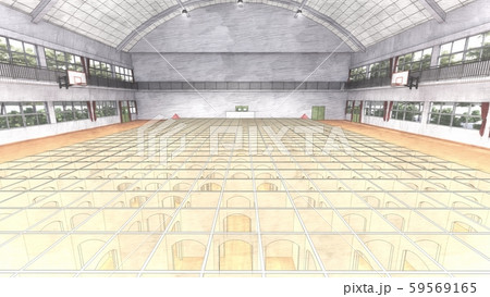 体育館　学校　ダンボール迷路  人なし  イラスト84 59569165