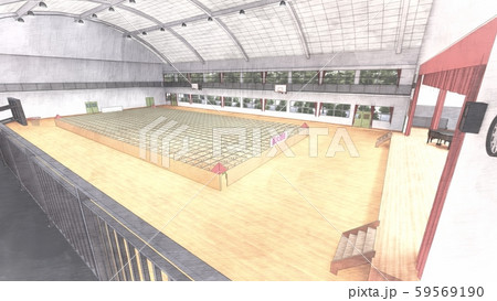 体育館　学校　ダンボール迷路  人なし  イラスト82 59569190