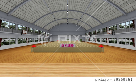 体育館　学校　ダンボール迷路  人なし  イラスト39 59569261